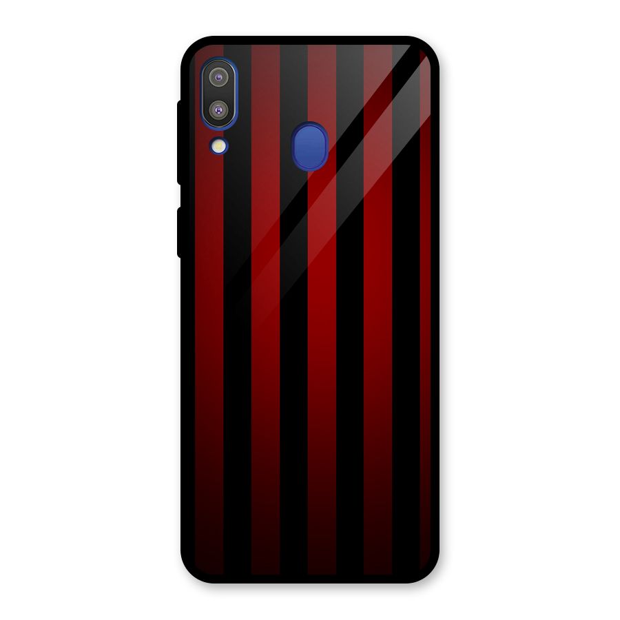 Red Black Stripes Glass Back Case for Galaxy M20