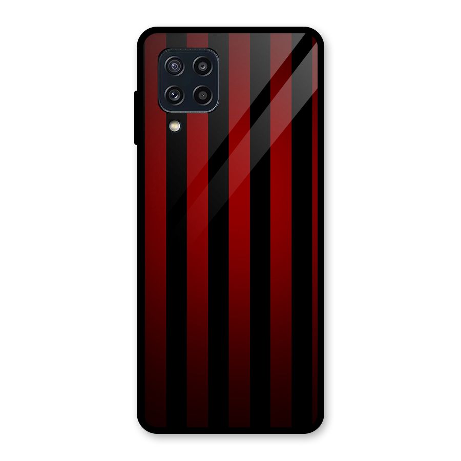 Red Black Stripes Glass Back Case for Galaxy M32