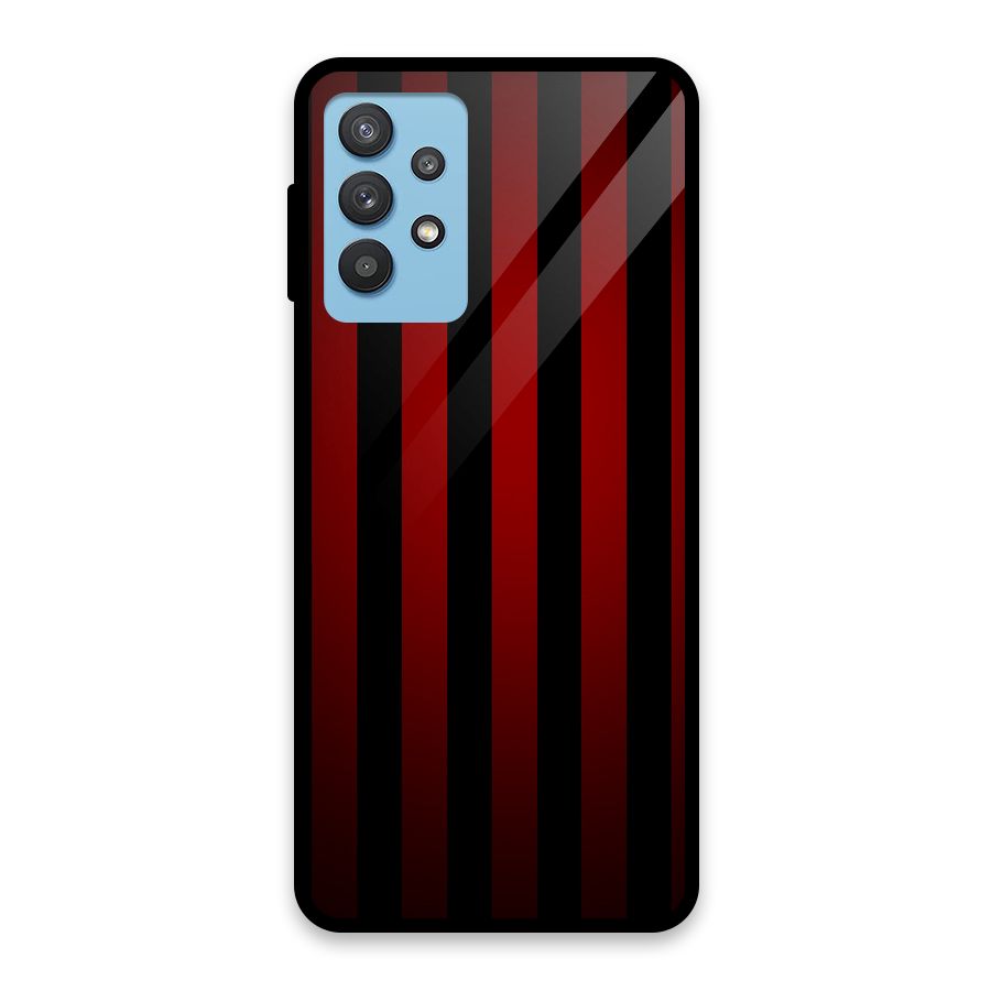Red Black Stripes Glass Back Case for Galaxy M32 5G