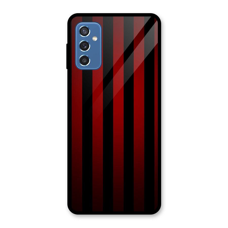 Red Black Stripes Glass Back Case for Galaxy M52 5G