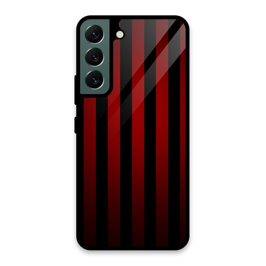 Red Black Stripes Glass Back Case for Galaxy S22 5G
