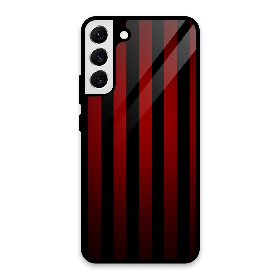 Red Black Stripes Glass Back Case for Galaxy S22 Plus 5G