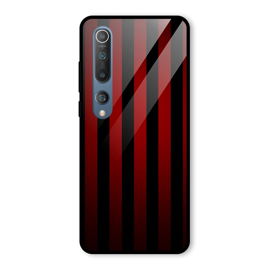 Red Black Stripes Glass Back Case for Mi 10