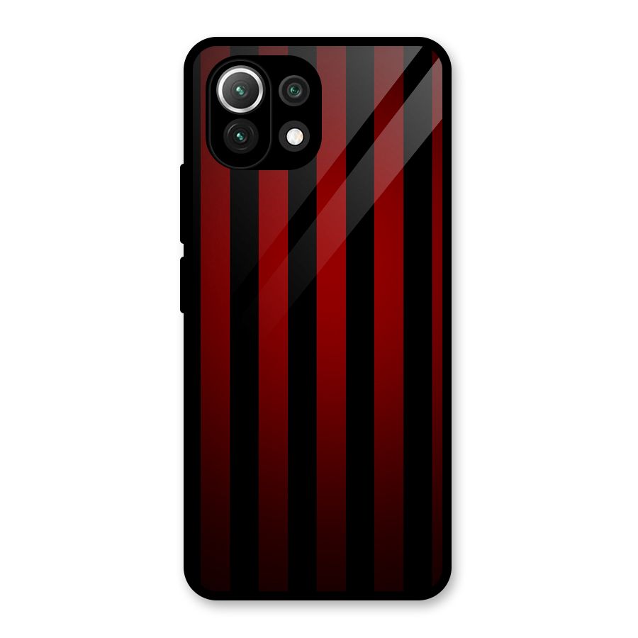 Red Black Stripes Glass Back Case for Mi 11 Lite