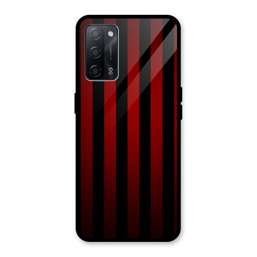 Red Black Stripes Glass Back Case for Oppo A53s 5G