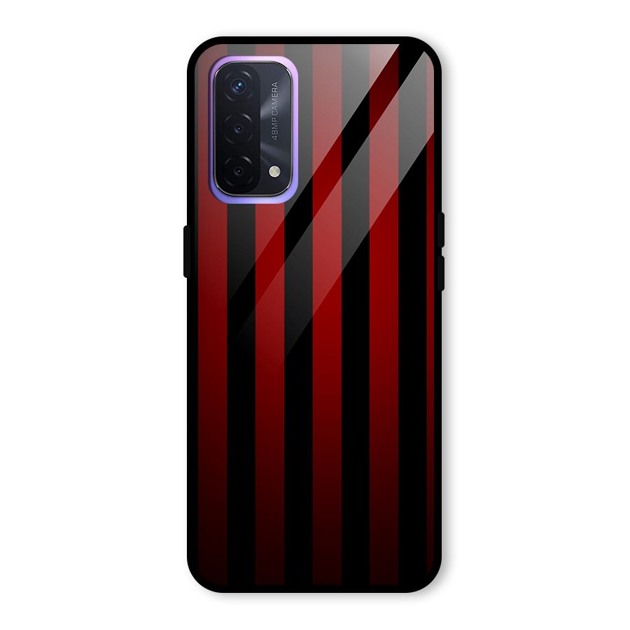 Red Black Stripes Glass Back Case for Oppo A74 5G
