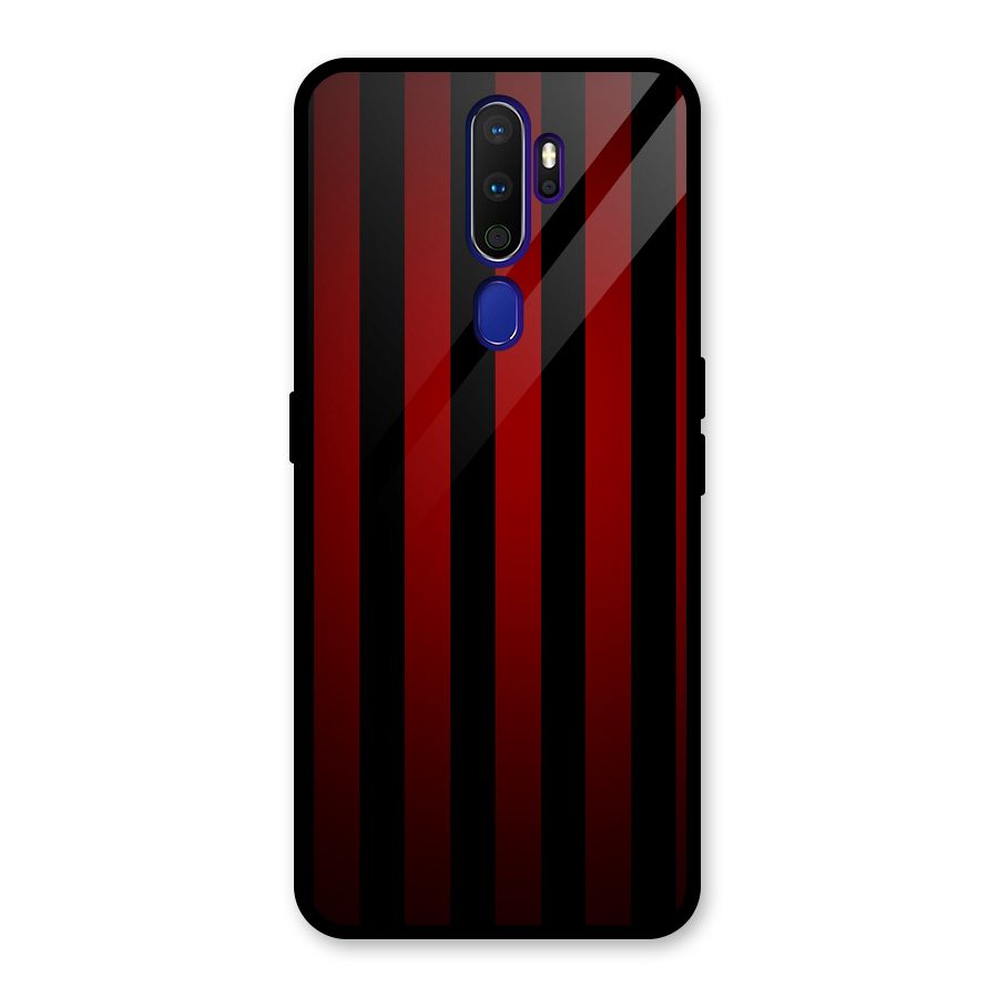 Red Black Stripes Glass Back Case for Oppo A9 (2020)
