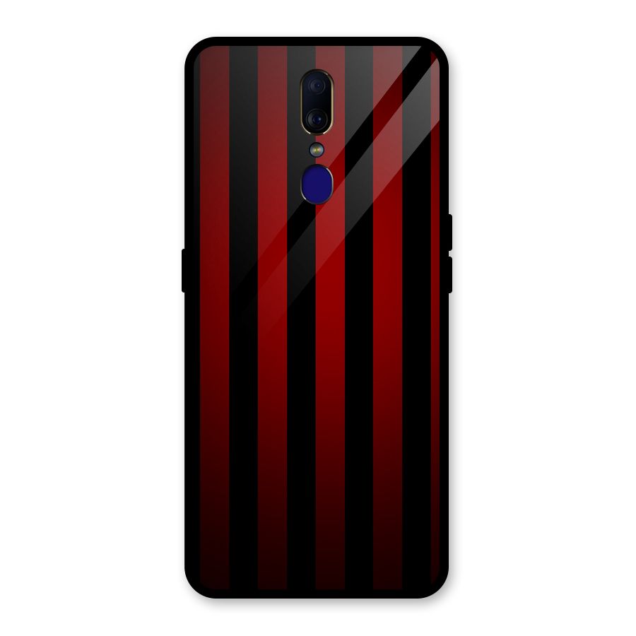 Red Black Stripes Glass Back Case for Oppo F11