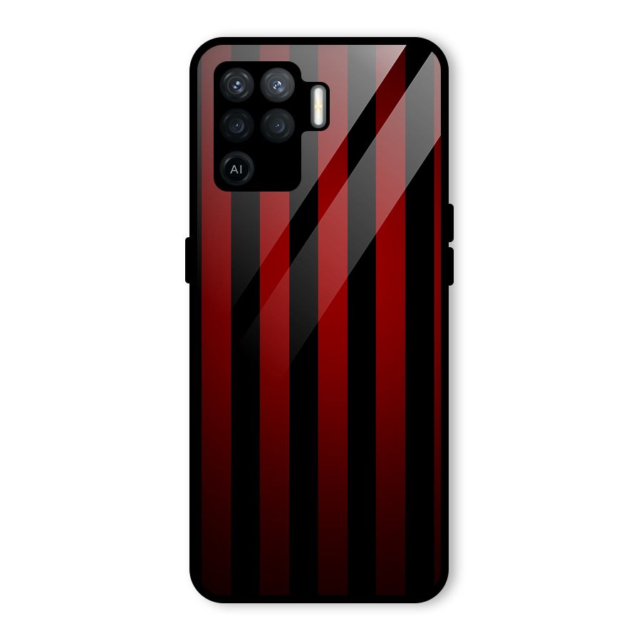 Red Black Stripes Glass Back Case for Oppo F19 Pro