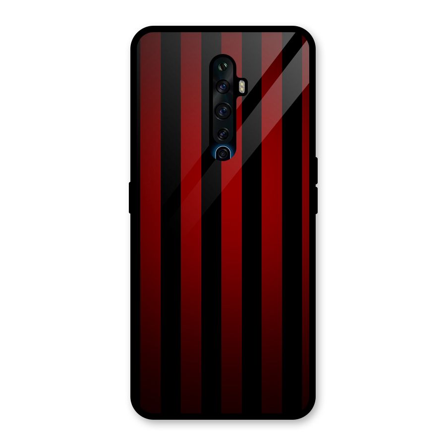 Red Black Stripes Glass Back Case for Oppo Reno2 F