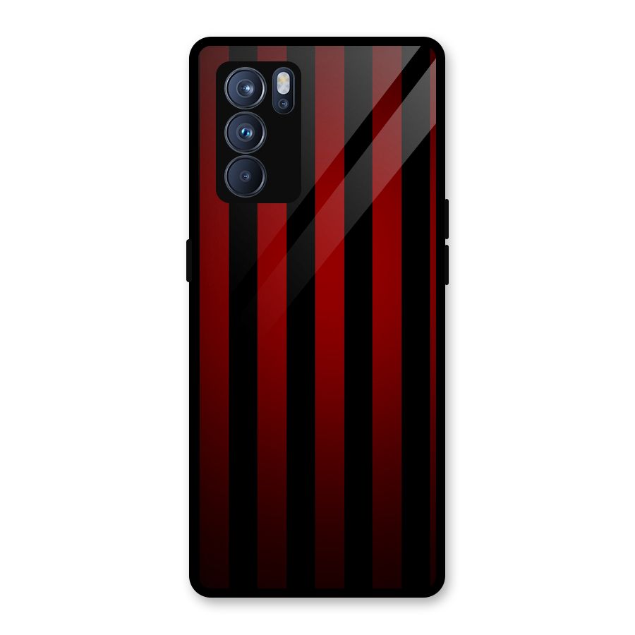 Red Black Stripes Glass Back Case for Oppo Reno6 Pro 5G