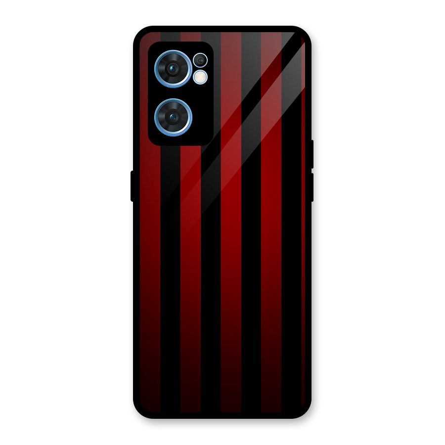 Red Black Stripes Glass Back Case for Oppo Reno7 5G