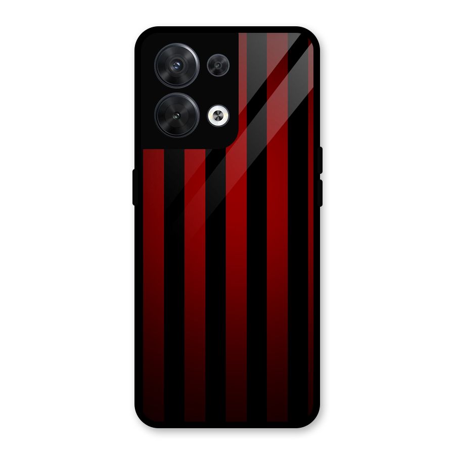 Red Black Stripes Glass Back Case for Oppo Reno8 5G