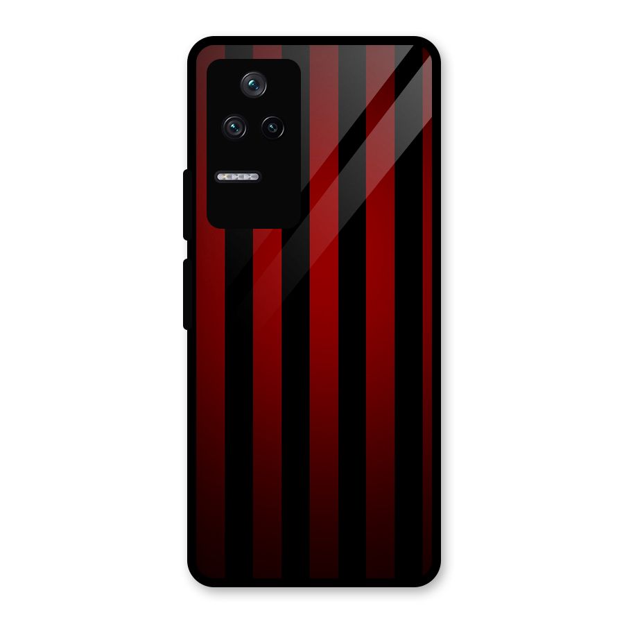 Red Black Stripes Glass Back Case for Poco F4 5G