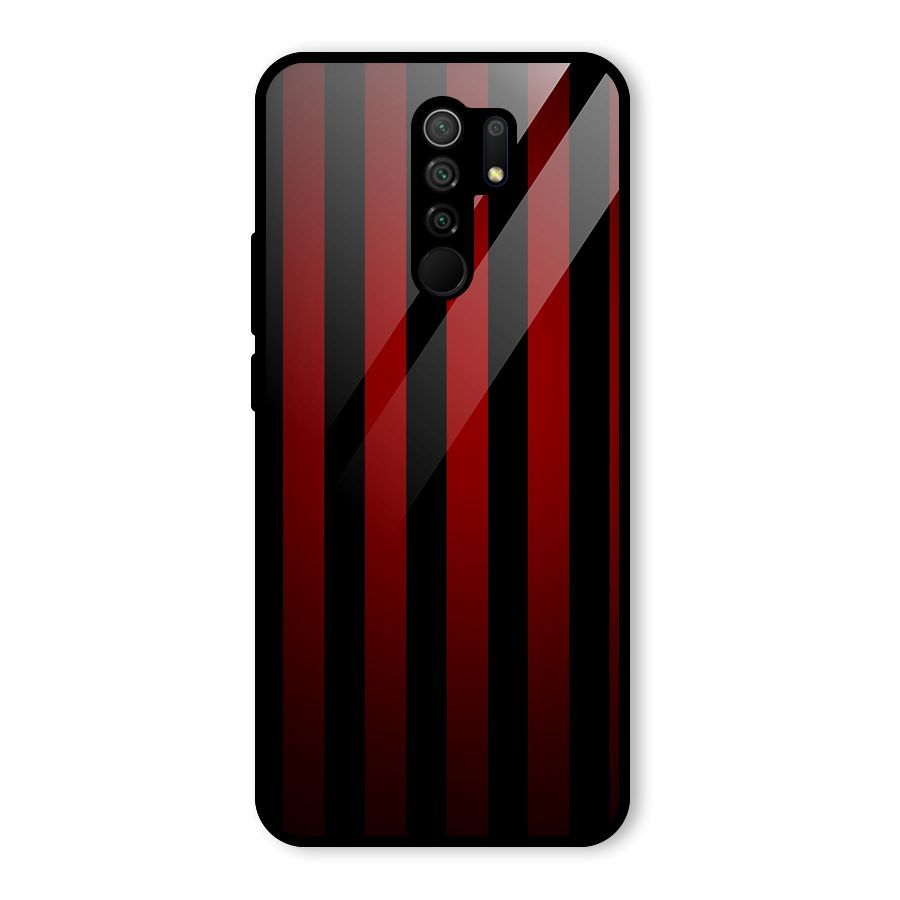 Red Black Stripes Glass Back Case for Poco M2