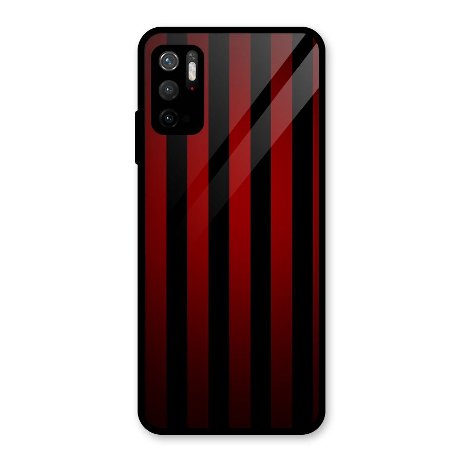 Red Black Stripes Glass Back Case for Poco M3 Pro 5G