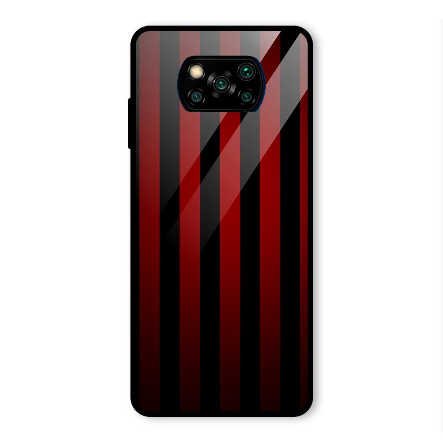 Red Black Stripes Glass Back Case for Poco X3 Pro