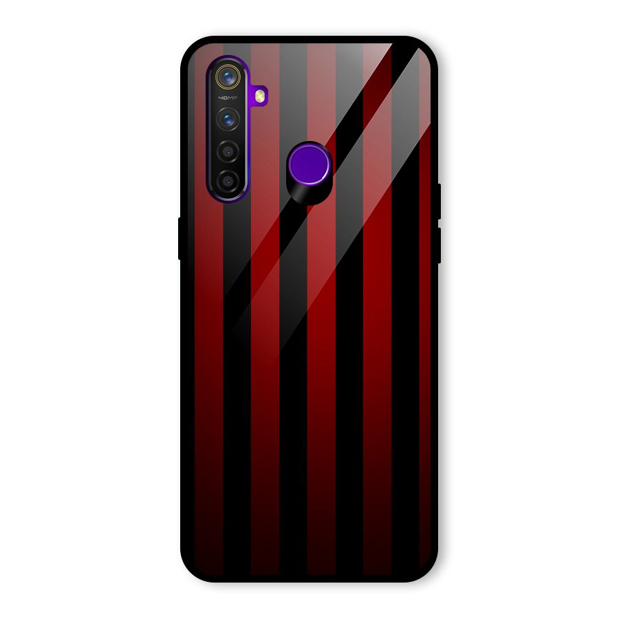 Red Black Stripes Glass Back Case for Realme 5 Pro