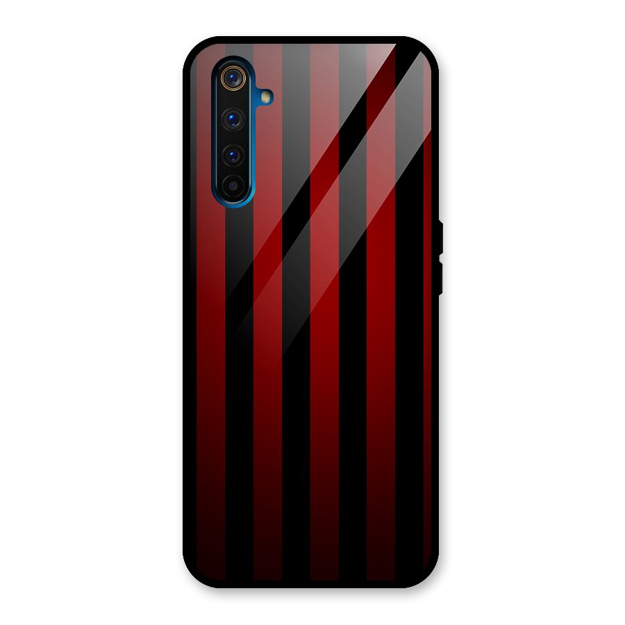Red Black Stripes Glass Back Case for Realme 6 Pro
