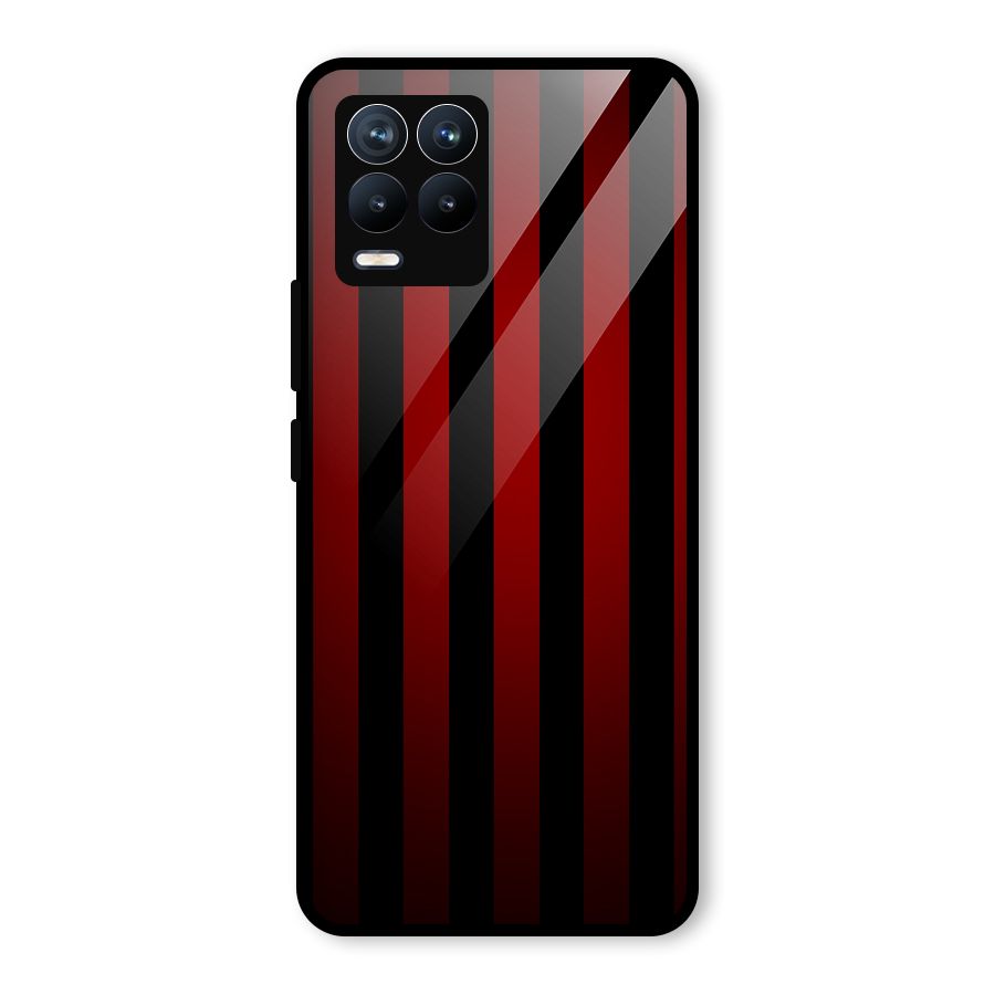 Red Black Stripes Glass Back Case for Realme 8 Pro