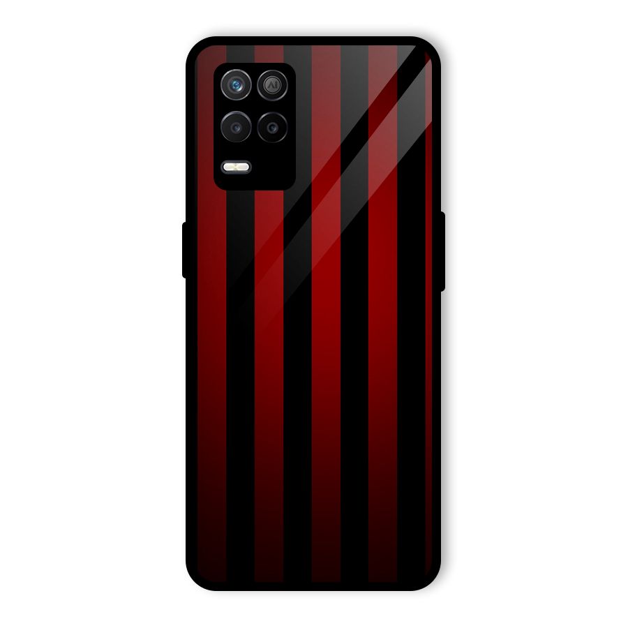 Red Black Stripes Glass Back Case for Realme 9 5G