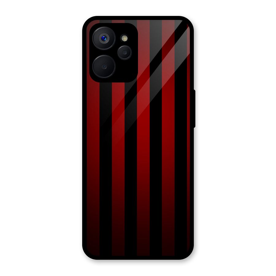 Red Black Stripes Glass Back Case for Realme 9i 5G