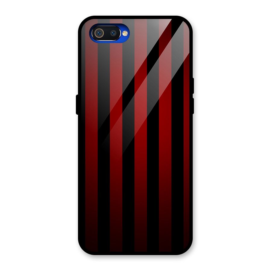 Red Black Stripes Glass Back Case for Realme C2