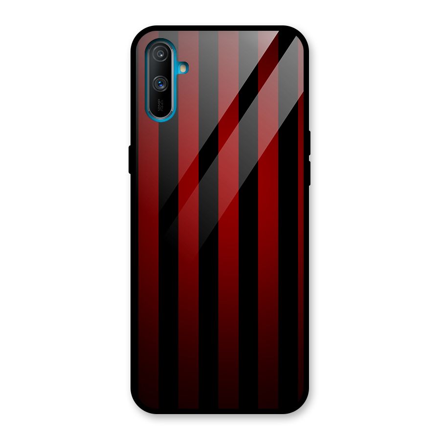 Red Black Stripes Glass Back Case for Realme C3