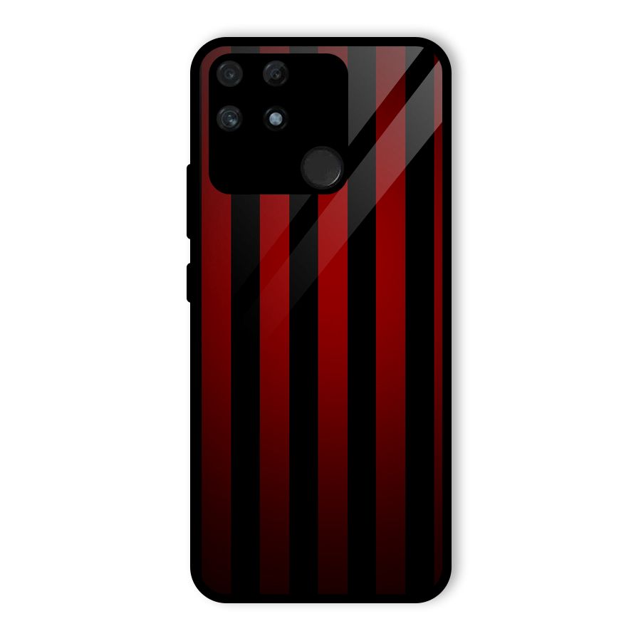 Red Black Stripes Glass Back Case for Realme Narzo 50A