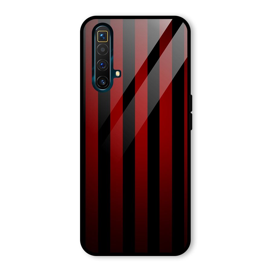 Red Black Stripes Glass Back Case for Realme X3