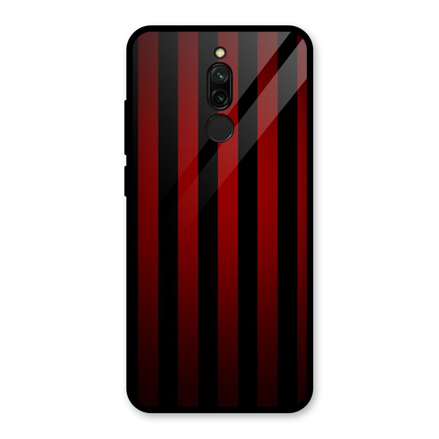Red Black Stripes Glass Back Case for Redmi 8