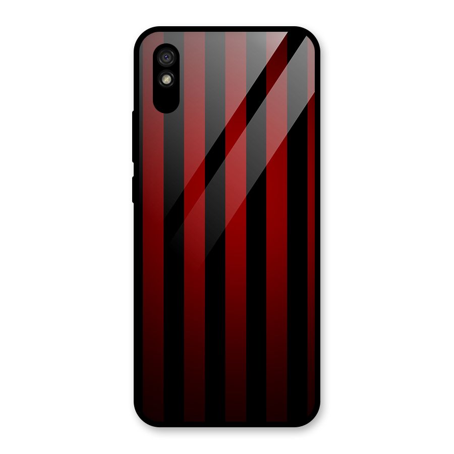 Red Black Stripes Glass Back Case for Redmi 9A