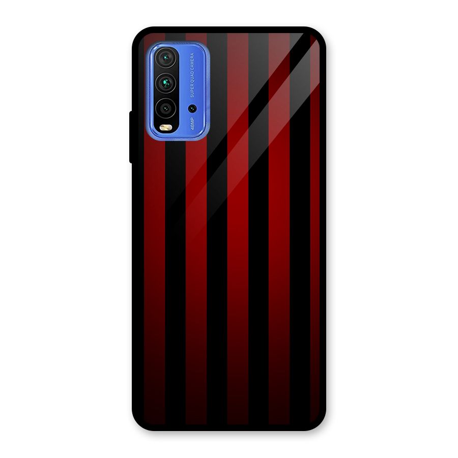 Red Black Stripes Glass Back Case for Redmi 9 Power
