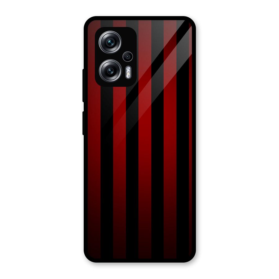 Red Black Stripes Glass Back Case for Redmi K50i