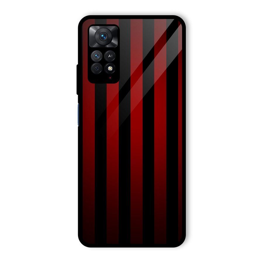 Red Black Stripes Glass Back Case for Redmi Note 11 Pro