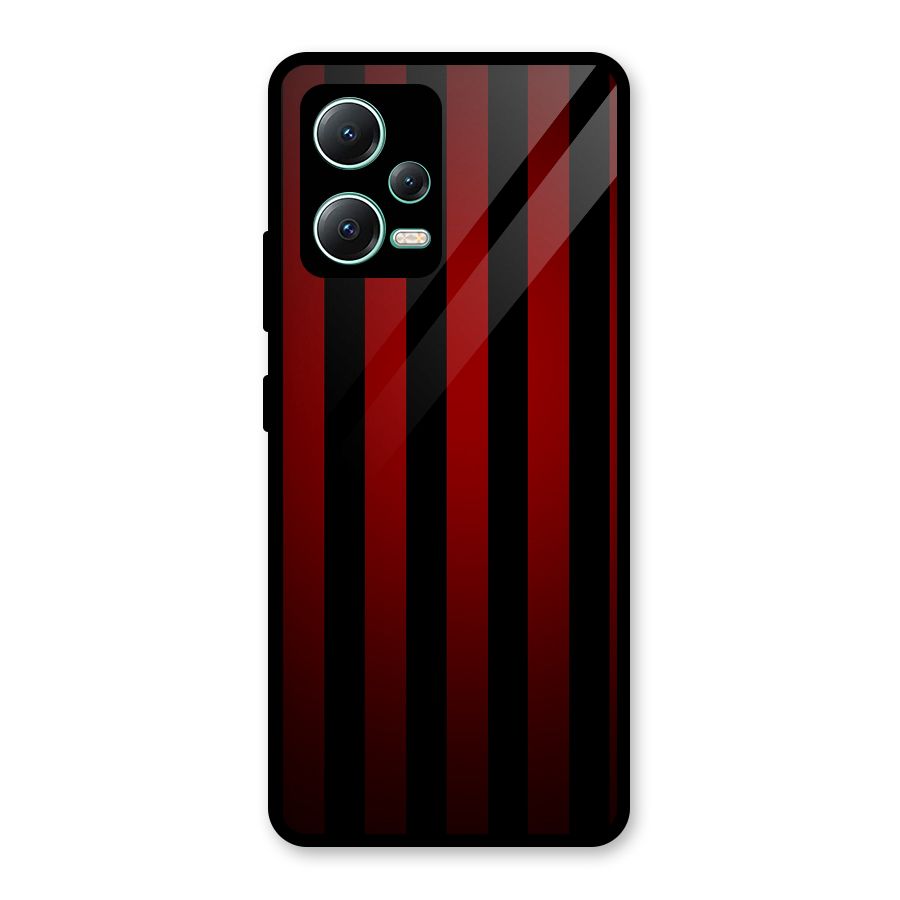 Red Black Stripes Glass Back Case for Redmi Note 12 5G