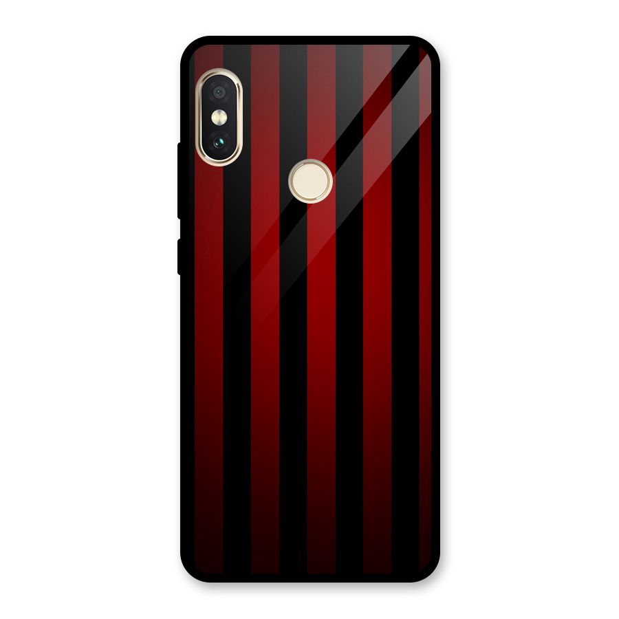 Red Black Stripes Glass Back Case for Redmi Note 5 Pro