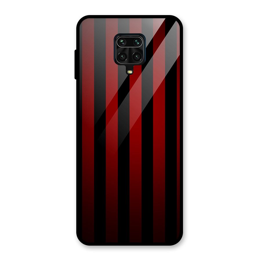 Red Black Stripes Glass Back Case for Redmi Note 9 Pro Max