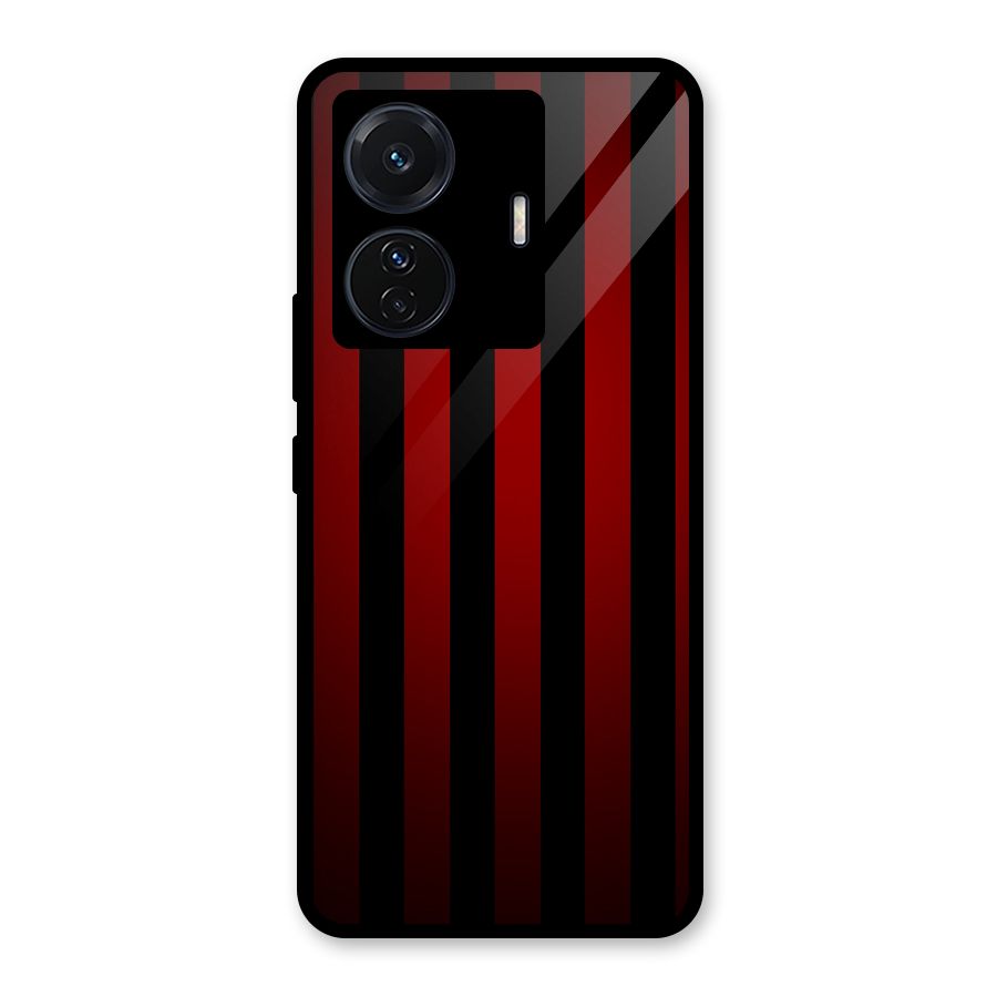 Red Black Stripes Glass Back Case for Vivo T1 Pro