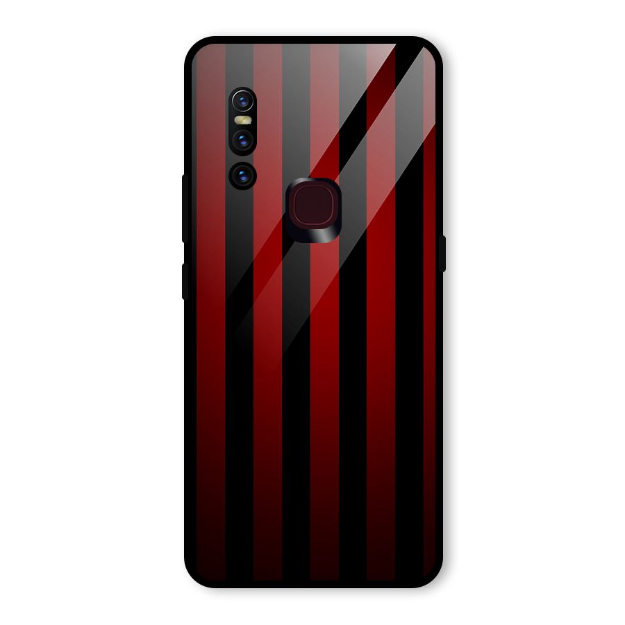 Red Black Stripes Glass Back Case for Vivo V15