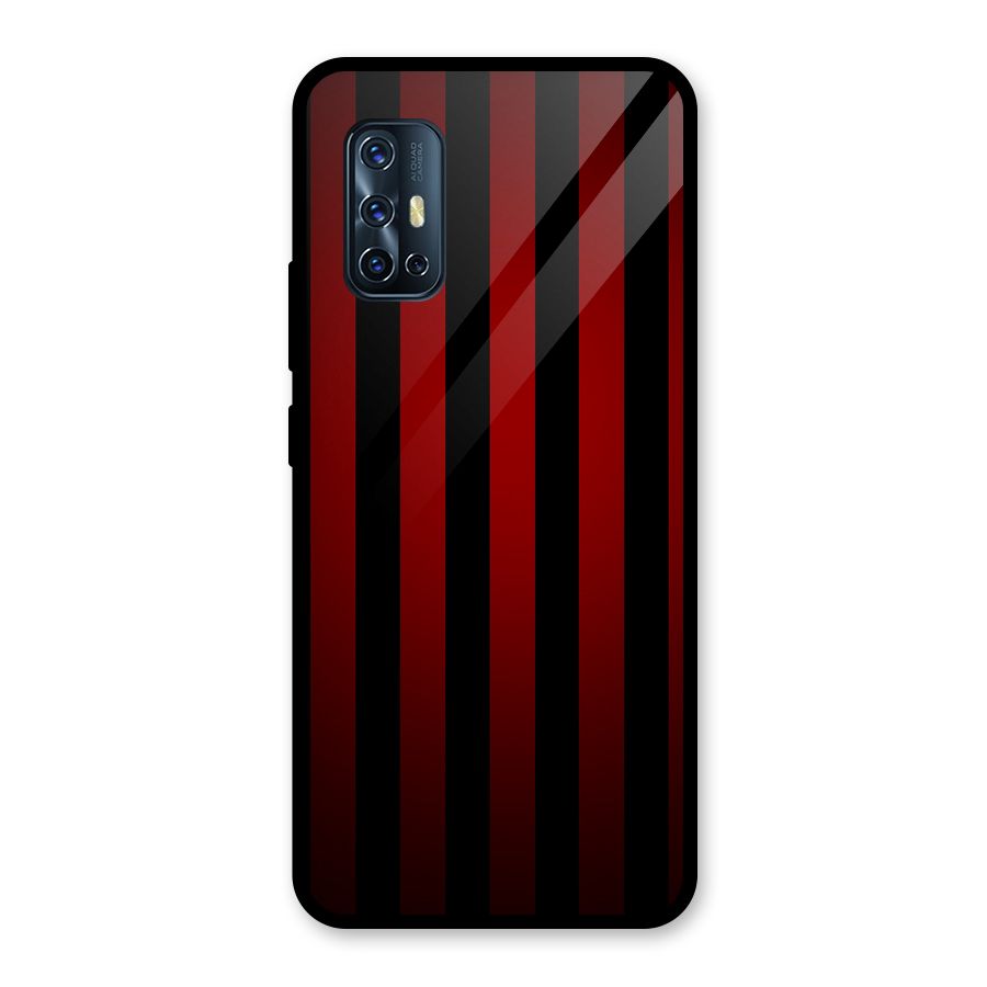 Red Black Stripes Glass Back Case for Vivo V17
