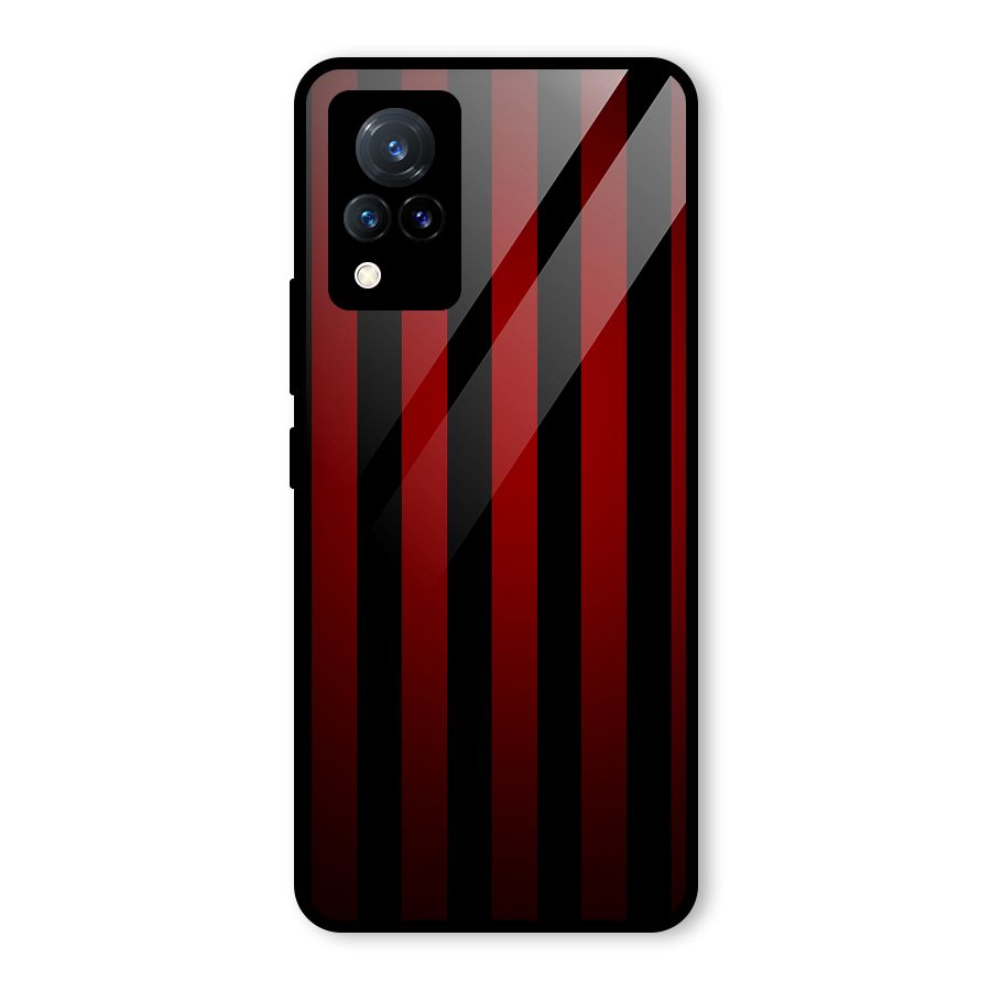 Red Black Stripes Glass Back Case for Vivo V21 5G