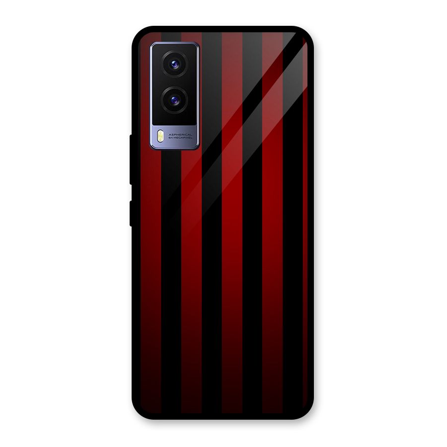 Red Black Stripes Glass Back Case for Vivo V21e 5G