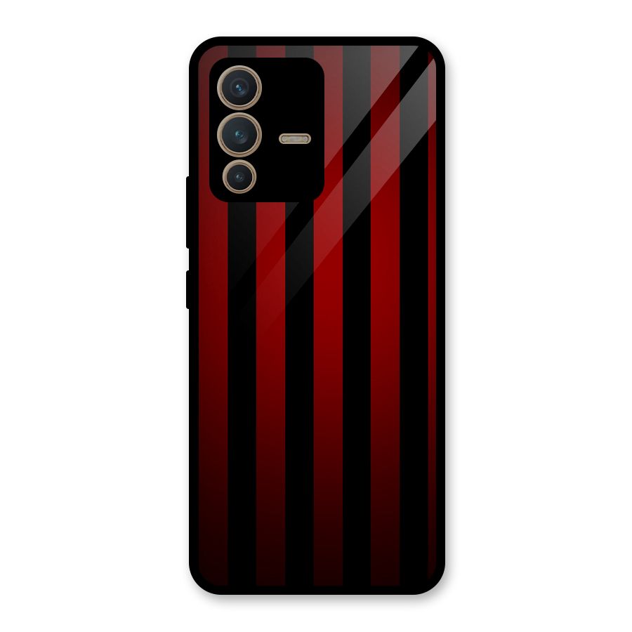 Red Black Stripes Glass Back Case for Vivo V23 5G