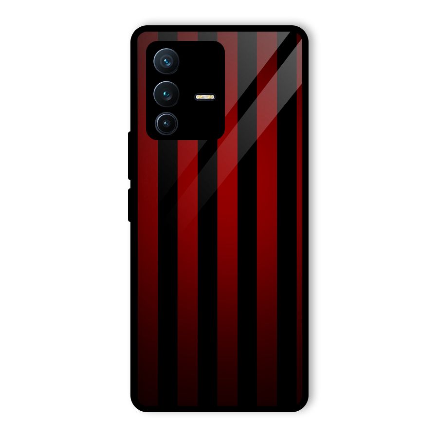 Red Black Stripes Glass Back Case for Vivo V23 Pro