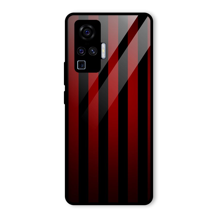 Red Black Stripes Glass Back Case for Vivo X50 Pro