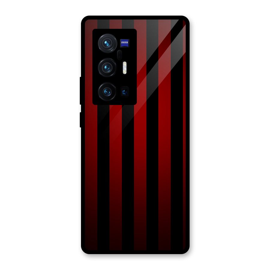 Red Black Stripes Glass Back Case for Vivo X70 Pro Plus