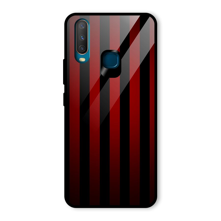 Red Black Stripes Glass Back Case for Vivo Y12