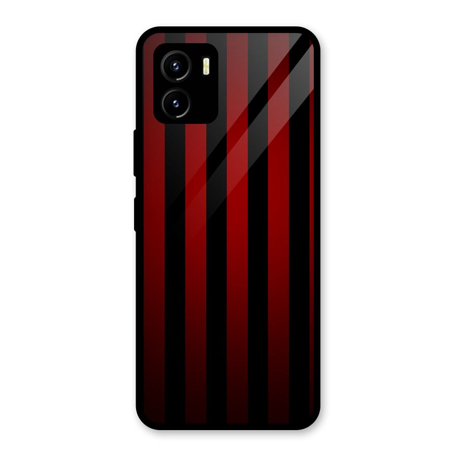 Red Black Stripes Glass Back Case for Vivo Y15s