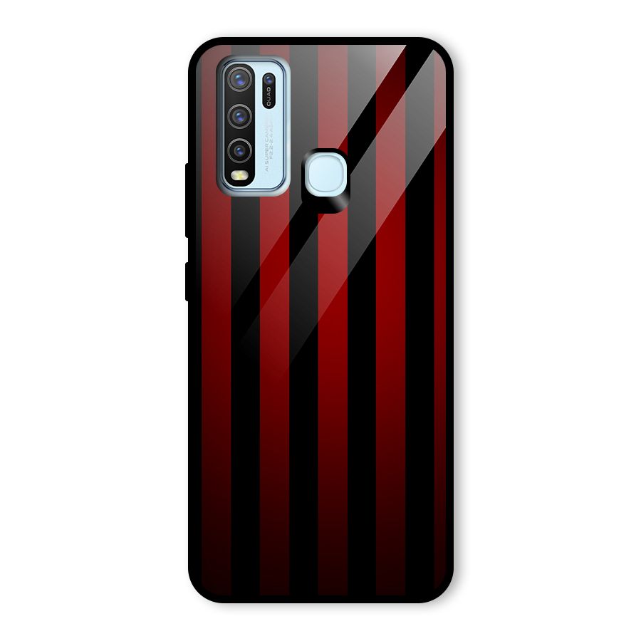 Red Black Stripes Glass Back Case for Vivo Y30